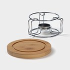 Подставка-подогрев под чайник BellaTenero «Эко», на бамбуковой подставке, d=14 см, металл, серебристая - Фото 3