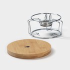 Подставка-подогрев под чайник BellaTenero «Эко», на бамбуковой подставке, d=14 см, металл, серебристая - Фото 4