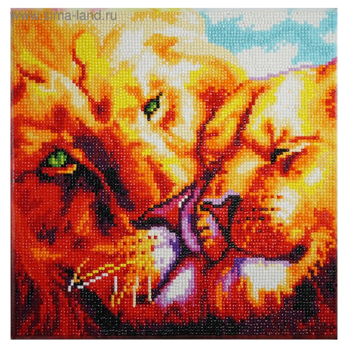 Алмазная картина "Львиная нежность" 30 × 30 см - Фото 1