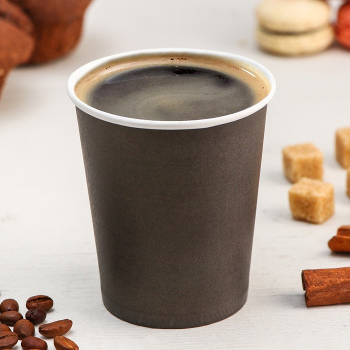 Стакан бумажный одноразовый, 250 мл, d=8 см, чёрный - Фото 1