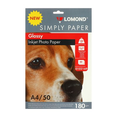 Фотобумага для струйной печати А4, 50 листов LOMOND, 180 г/м², односторонняя, глянцевая