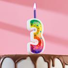 Свеча для торта "Цветное пламя", 10 см, цифра "3", микс - фото 319705152