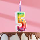 Свеча для торта "Цветное пламя", 10 см, цифра "5", микс - фото 110129732