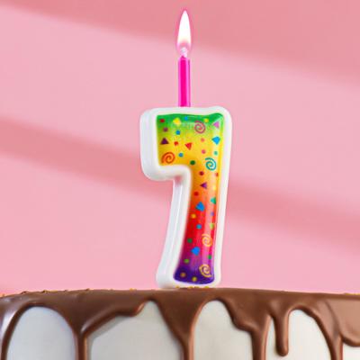 Свеча для торта "Цветное пламя", 10 см, цифра "7"