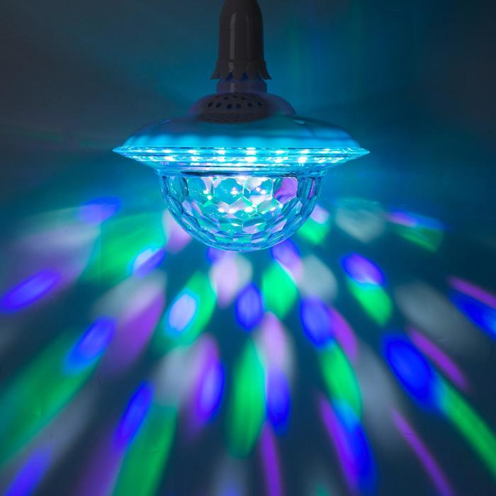 Световой прибор «Хрустальный шар» 19 см, Е27, динамик, пульт ДУ, свечение RGB - фото 1908517987