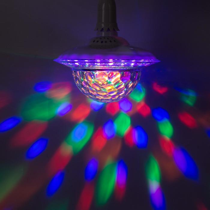 Световой прибор «Хрустальный шар» 19 см, Е27, динамик, пульт ДУ, свечение RGB - фото 1889408459