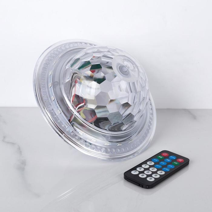 Световой прибор «Хрустальный шар» 19 см, Е27, динамик, пульт ДУ, свечение RGB - фото 1908517991