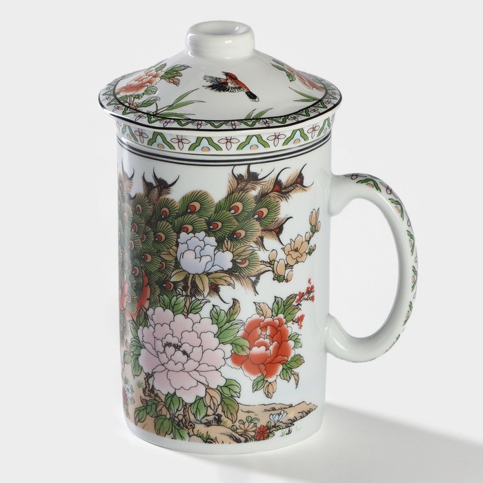 Кружка ситом «Цветы», 300 мл, керамика, белая - Фото 1