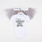 Набор : боди, юбка, повязка Shine, белый/серый, рост 86-92 - фото 804228457