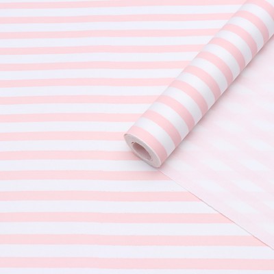 Бумага упаковочная крафт, белая с розовыми полосками, 0,7 х 10 м, 400 гр