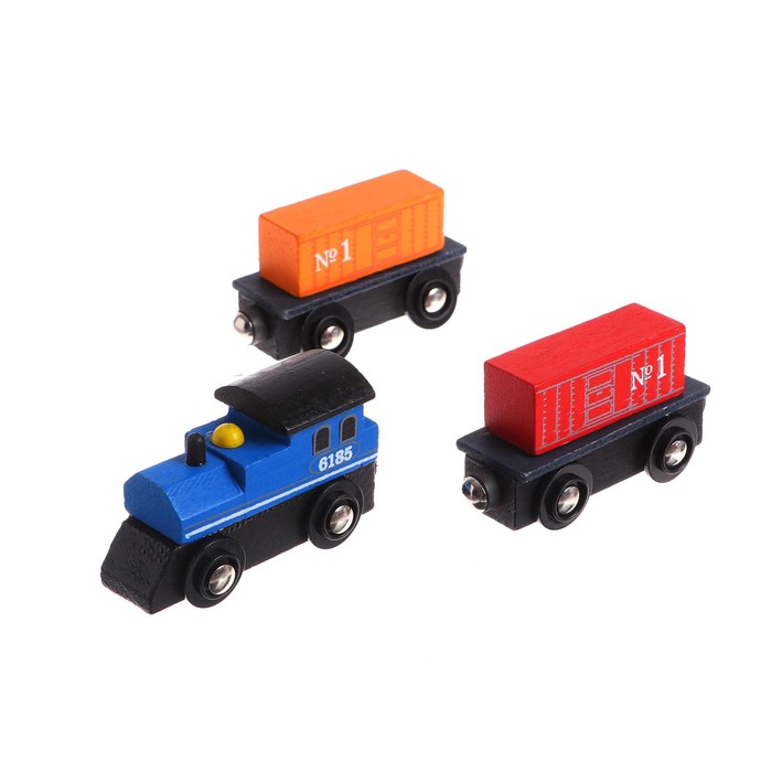 Детская игрушка для ж/д "Паровоз + 2 вагона" 2,5×8×19 см - фото 1877560705