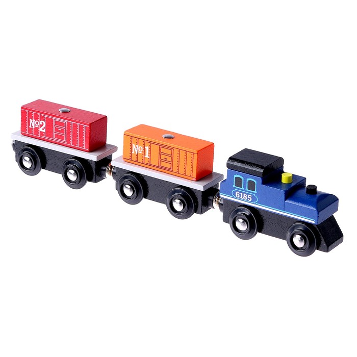 Детская игрушка для ж/д "Паровоз + 2 вагона" 2,5×8×19 см - фото 1877560706