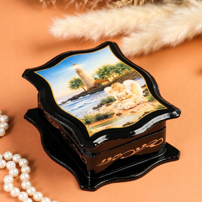 Шкатулка «Ангелы», 10,5×13 см, лаковая миниатюра, микс - Фото 1