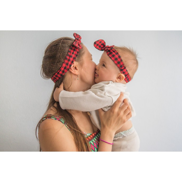 Набор повязок на голову для мамы и дочки «Клеточка», 2 шт. - фото 1908518247