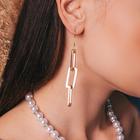 Серьги висячие "Домино", цвет золото - фото 25616651