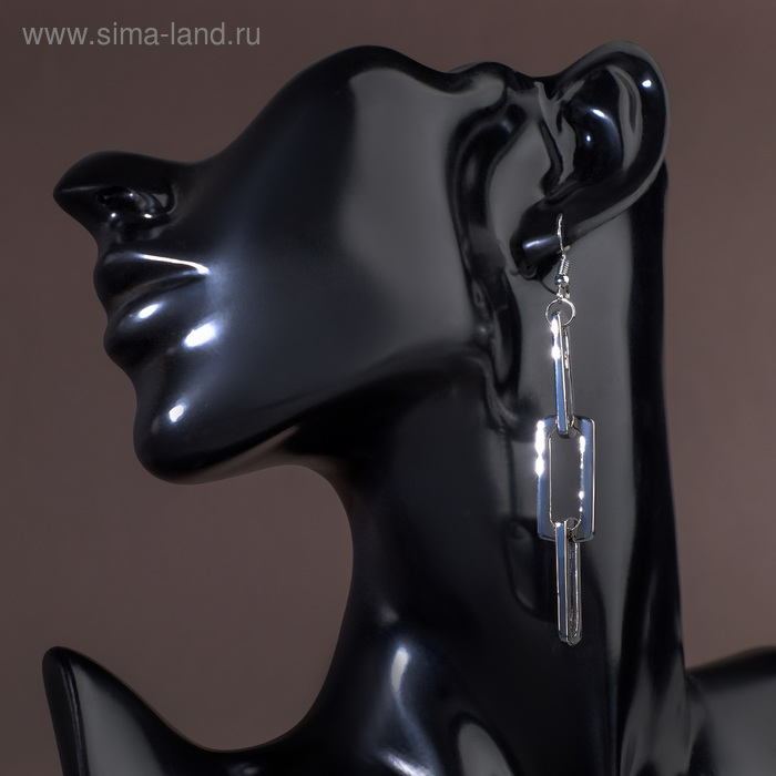 

Серьги висячие "Домино", цвет серебро