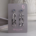 Серьги со стразами "Взаимность" три кольца, цвет белый в серебре - фото 24495512