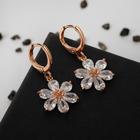 Серьги со стразами «Большой бриллиант» цветок, миксы - Фото 3