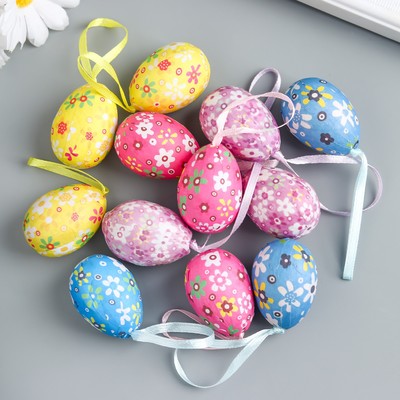 Подвесное украшение пасхальное «Яйцо: полянка», набор 12 шт., яйцо 3×4 см