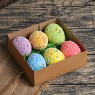 Пасхальный декор для творчества «Яйцо посыпка бабочки в травке», набор 6 шт., яйцо, 5×7 см - Фото 1