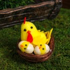 Сувенир пасхальный "Петушок с цыплятами в гнезде" 7х7х7 см - фото 8917800