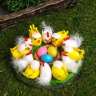 Сувенир пасхальный "Цыплята на травке с гнездом и яичками" набор  шт 12 4,5х14х14 см - фото 8917807