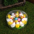Фигурка пасхальная «Цыплята на травке с гнездом и яичками», набор 12 шт., 4.5×14×14 см - Фото 3