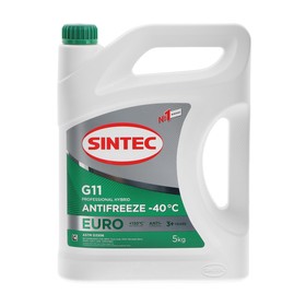 Антифриз Sintec Euro, зелёный, G-11, 5 кг, -40°C