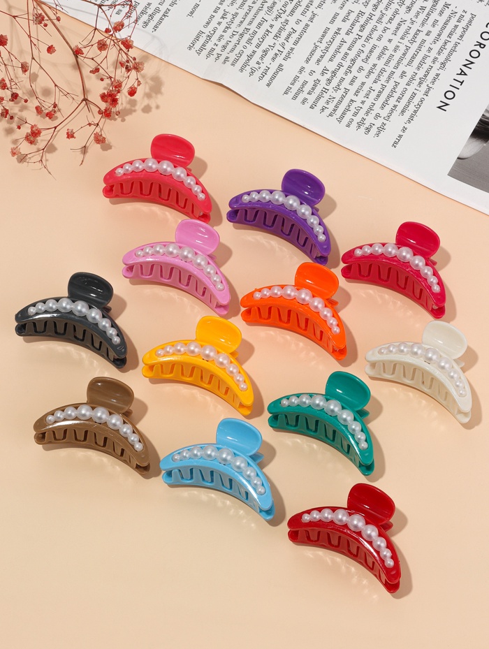 Крабик для волос «Люкс», дуга бусины, 6.5 см, МИКС - Фото 1