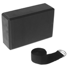 Набор для йоги: блок, ремень, цвет чёрный, уценка 4775322