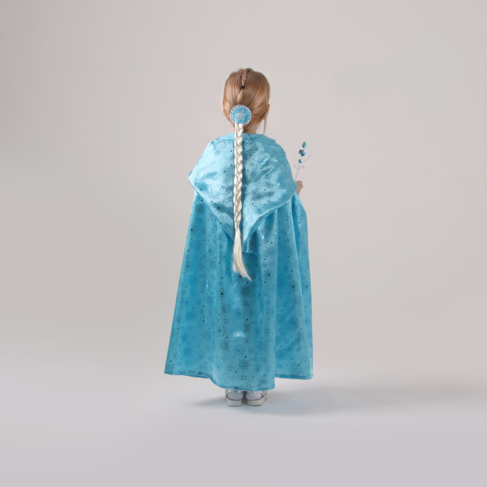 Карнавальный набор «Эльза», плащ из атласа, коса, жезл, корона, длина 100 см - фото 1907062664