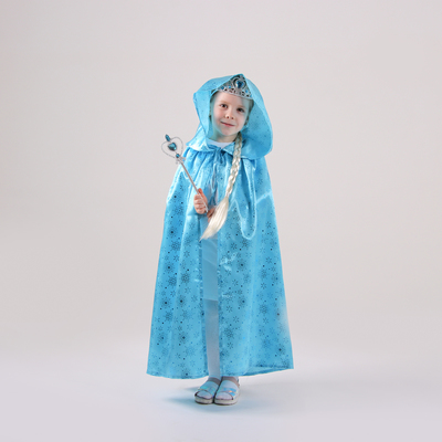 Карнавальный набор «Эльза», плащ из атласа, коса, жезл, корона, длина 85 см