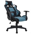 Кресло игровое BRABIX "GT Racer GM-100", две подушки, ткань, черное/голубое - Фото 2