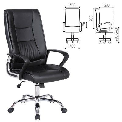 Кресло офисное BRABIX "Forward EX-570", хром, экокожа, черное