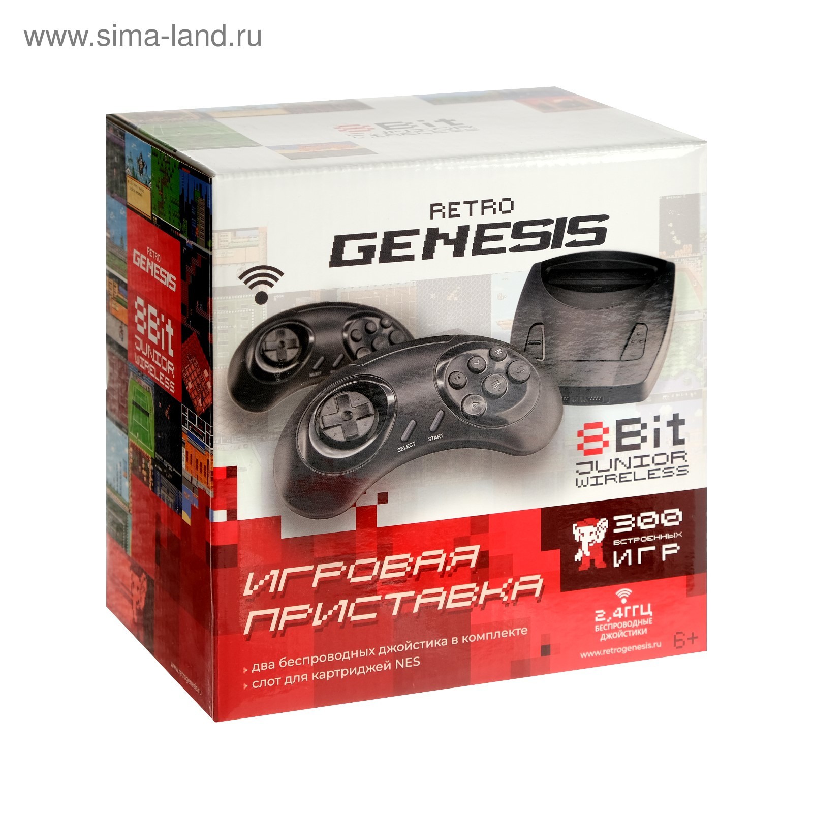 Игровая приставка Retro Genesis 8 Bit Wireless, AV кабель, 2 беспр.  джойст., 300 игр, черная (4726900) - Купить по цене от 1 715.00 руб. |  Интернет магазин SIMA-LAND.RU