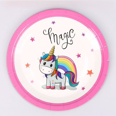 Тарелка бумажная одноразовая «Крошка единорог», набор 6 шт.