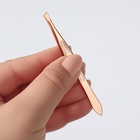 Пинцет скошенный, узкий, 9 см, цвет розовое золото - Фото 5