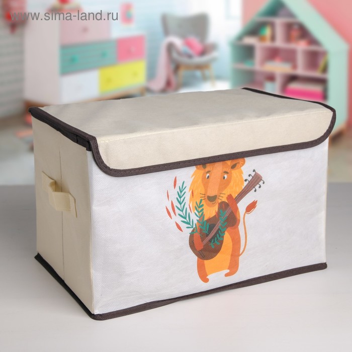 Короб стеллажный для хранения с крышкой «Музыкальный лев», 39×25×25 см - Фото 1