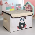 Короб стеллажный для хранения с крышкой «Малыш панда», 38×25×24 см - фото 50986690