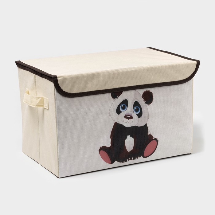 Короб стеллажный для хранения с крышкой «Малыш панда», 38×25×24 см - Фото 1