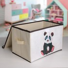 Короб стеллажный для хранения с крышкой «Малыш панда», 38×25×24 см - фото 6261142