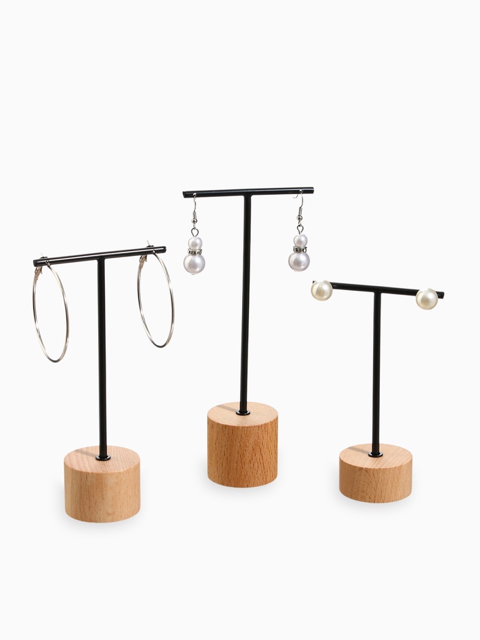 Подставка под серьги QF, Т-образная, набор 3 шт., 16, 13.5, 11.5 см, чёрная - Фото 1