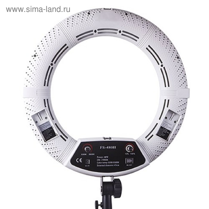 Кольцевая лампа OKIRA LED RING FS 480, 48 Вт, 480 светодиодов, d=45 см, + штатив, белая - Фото 1