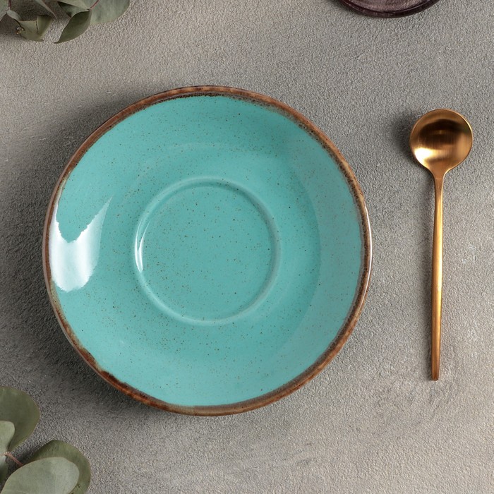 Блюдце для чайной чашки Turquoise, d=16 см, цвет бирюзовый - фото 1887929785