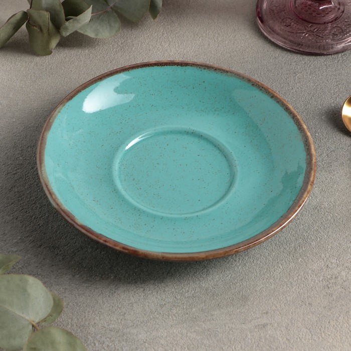Блюдце для чайной чашки Turquoise, d=16 см, цвет бирюзовый - фото 1907062861