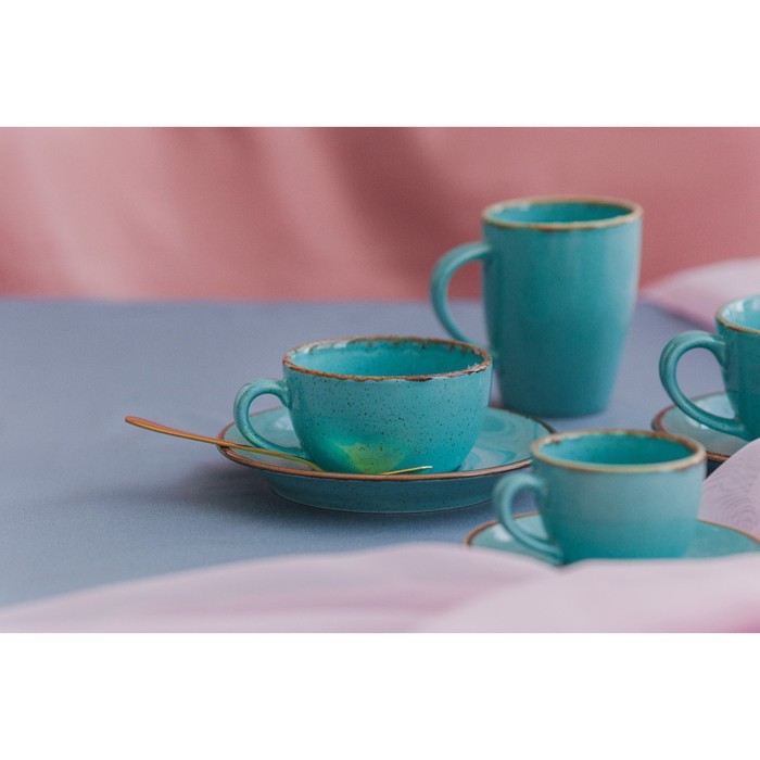 Блюдце для чайной чашки Turquoise, d=16 см, цвет бирюзовый - фото 1907062862