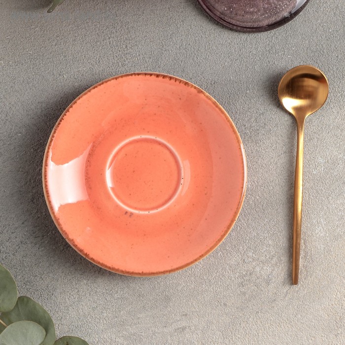 Блюдце для кофейной чашки 12 см, цвет оранжевый - Фото 1