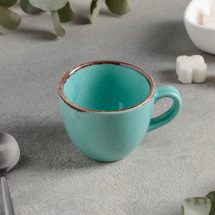 Чашка кофейная Turquoise, 90 мл, фарфор, цвет бирюзовый - фото 1908521186