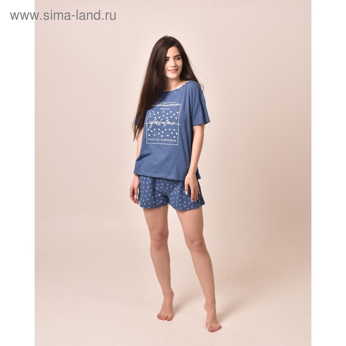 Костюм женский (футболка, шорты) «Удача», цвет синий, размер 42 - Фото 1
