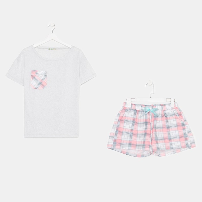 Комплект «Патио» женский (футболка, шорты) цвет серый/розовый, размер 48 - Фото 1